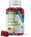 Viteey Probiotiske Gummies for Kids - 2 Millioner CFU - Probiotika Kids Forstoppelse Relief, Naturlig Immunitet & fordøjelsessygdomme support - Vegan, Gelatine fri, GMO fri - Tasty Chewable Raspberry Flavored