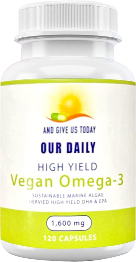 Vores Daily Vites Vegan Omega-3 tillæg - Marine Algal Kilde til DHA & EPA fedtsyrer - Plantbaserede Fish Oil Alternative - Carrageenan Free Softels for Eye Health & Optimal Wellness