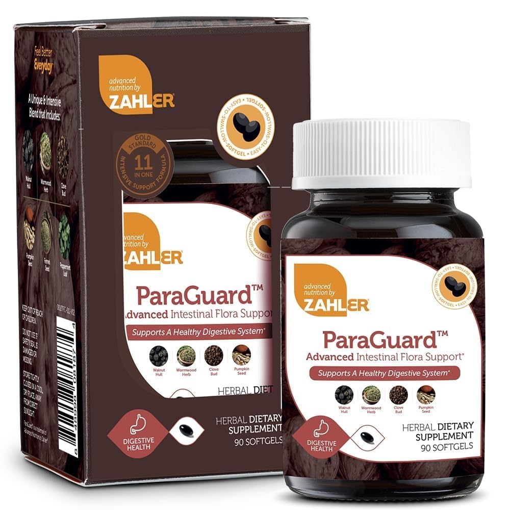 Zahler - ParaGuard Cleanse Softels - Gut Health Detox Supplement - Formel har Wormwood, Hvidløg Bulb, Pumpkin Seed, Clove & More - Natural Cleanse Detox for Mennesker - Certificeret Kosher (90)