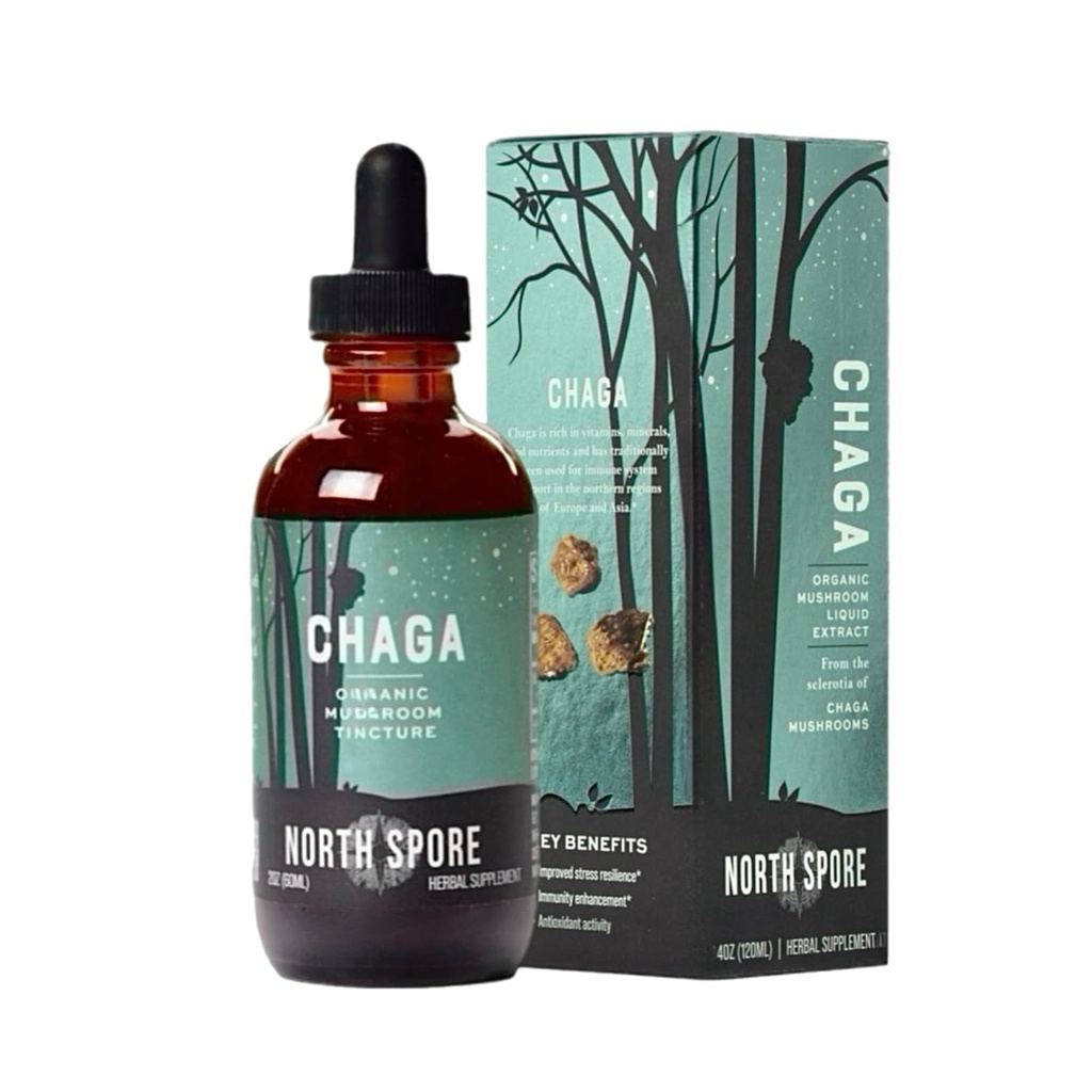 North Spore Organic Chaga Mushroom Tinktur (4 oz)