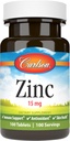 Carlson - Zink, 15 mg, Zinktilskud, Zinkgluconat, immunforsvar og hudhygiejne, zinktabletter, antioxidant, zinkkapsler, 100 tabletter