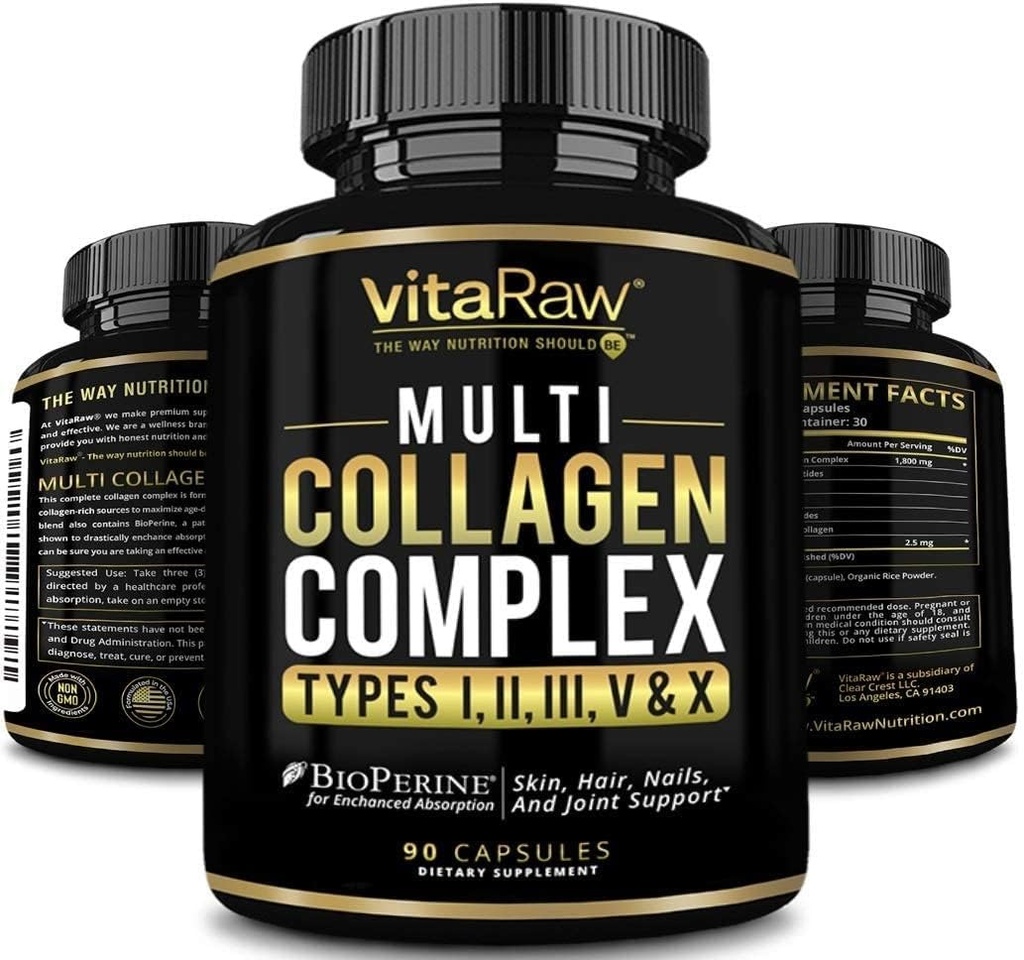 Collagen Pills 1800 mg - Multi Collagen Supplements (Types I, II, III, V & X) Grass Fed Non GMO Collagen Peptides Pills for Hair, Skin and Joints - Hydrolyzed Collagen Protein Powder