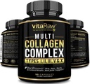 Kollagen piller 1800 mg - Multi kollagen kosttilskud (type I, II, III, V & X) Græs Fed Non GMO collagen peptider piller til hår, hud og joints - hydrolyseret collagen protein pulver