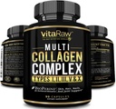 VitaRaw Collagen Pills 1800 mg - Multi Collagen Supplements (Types I, II, III, V & X) Grass Fed Non GMO Collagen Peptides Pills for Hair, Skin and Joints - Hydrolyzed Collagen Protein Powder
