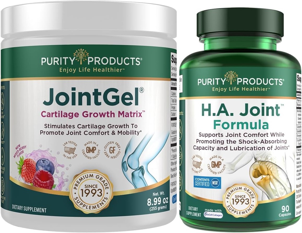 Renhed Produkter JointGel (Berry Flavor) + HA Fælles Formel Bundle Bioactive Collagen Peptider + MSM - Understøtter fælles funktion + fleksibilitet, mens facilitering Joint Cartiage - Hyaluronsyre + mere
