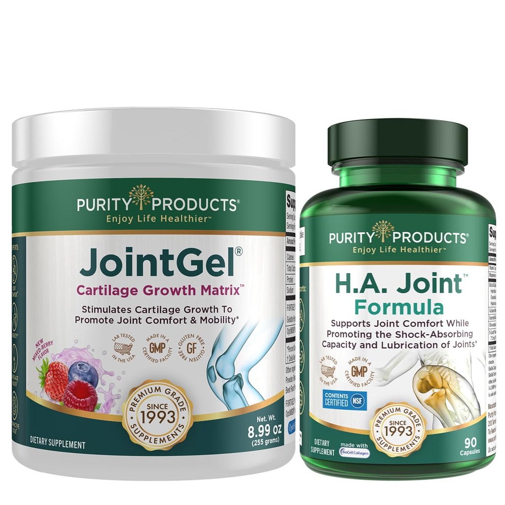 Renhed Produkter JointGel (Berry Flavor) + HA Fælles Formel Bundle Bioactive Collagen Peptider + MSM - Understøtter fælles funktion + fleksibilitet, mens facilitering Joint Cartiage - Hyaluronsyre + mere