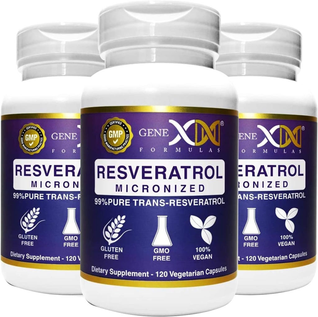Genex Formulas 99% Mikroniseret Trans- Resveratrol med BioPerine til Absorption 1000mg