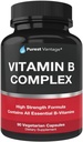 Vitamin B Complex Vitaminer B12, B1, B2, B3, B5, B6, B7, B9, Folinsyre - Super B Complex Vitaminer til kvinder, mænd, voksne - 90 Vegetariske kapsler