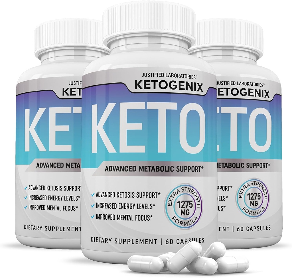 (3 Pack) Ketogenix Keto Pills 1275MG Ny & forbedret formel Indeholder Apple Cider Vinitor Extra Virgin Olivenolie Powder Green Tea Leaf 180 kapsler