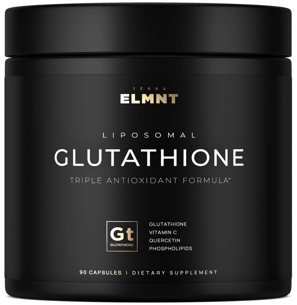 ELMNT 2150mg Super Liposomal Glutathion Supplement w. C-vitamin, Quercetin & Pure L Glutathion 2000mg Triple Action Formel Glutathione Liposomal Supplement w. Phospholipid Layer - 90 piller, Non- GMO