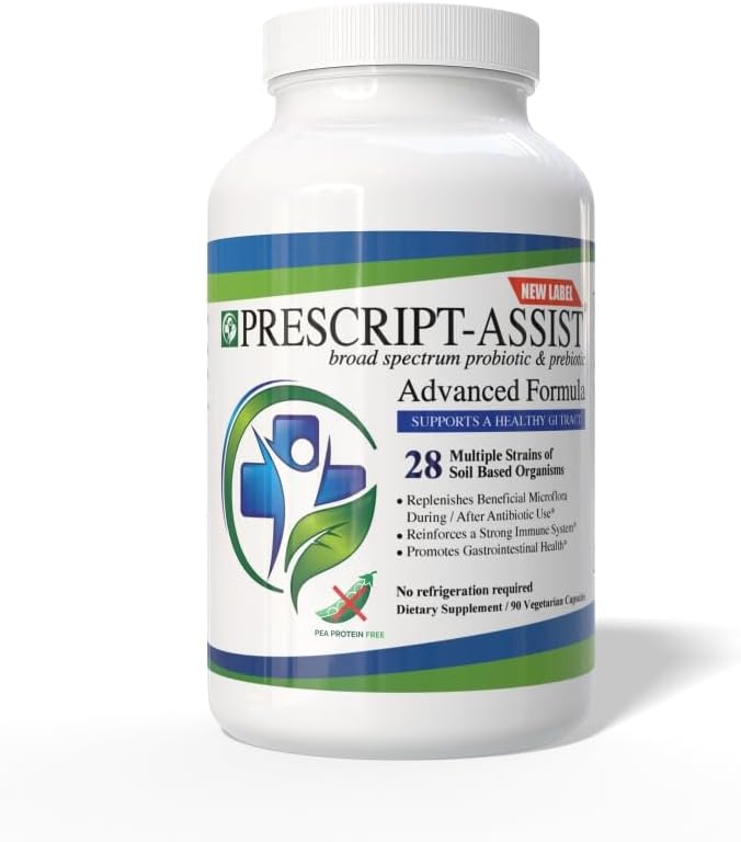 Preskript- Assist Prebiotika & Probiotika til fordøjelse og immunforsvar med ingen Pea Protein til hurtig absorption - Avanceret Plant- baseret, Vegan, Support Muscle Recovery & Gut Health, 90 Kapsler