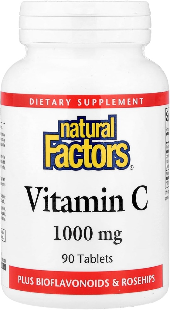 Naturlige faktorer - C-vitamin 1000mg, Med Bioflavinoider & Rosehips, 90 tabletter
