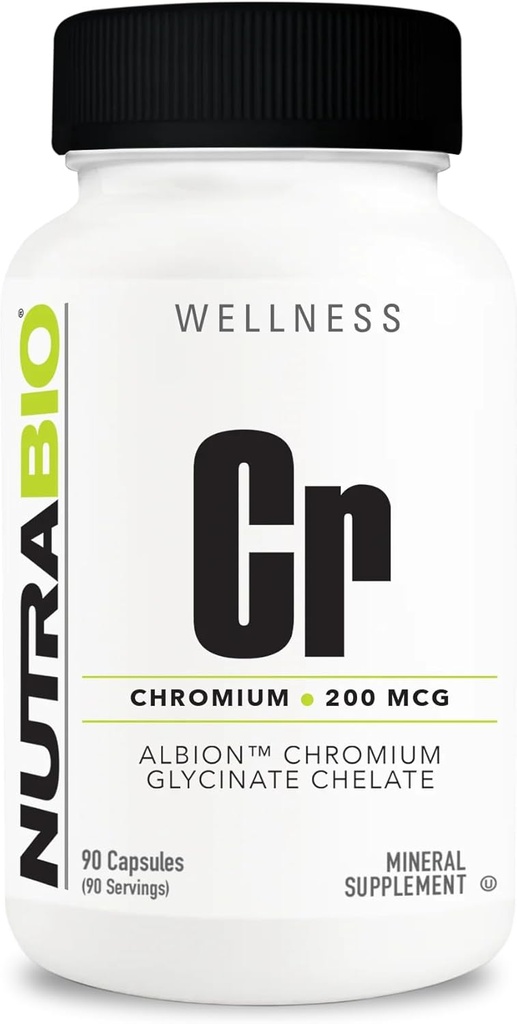 Nutrabio Chelated Chrom GFT - 200 mcg - 90 Vegetabilske kapsler