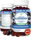 Lunakai USA Made Black Sambucus Elderberry Gummies for voksne & Børn med C-vitamin & zink - immunforsvar, antioxidanter, non-GMO, 60 Gummies