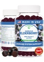 Lunakai USA Made Black Sambucus Elderberry Gummies for voksne & Børn med C-vitamin & zink - immunforsvar, antioxidanter, non-GMO, 60 Gummies