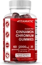 Vitamin Sugar- Free Chrom Gummies with Ceylon Cinnamon - 2000 mg Ækvivalent Per Serving (fra ekstrakt 83 mg) - Non- GMO, Gluten- Free - 60 Vegan Gummies