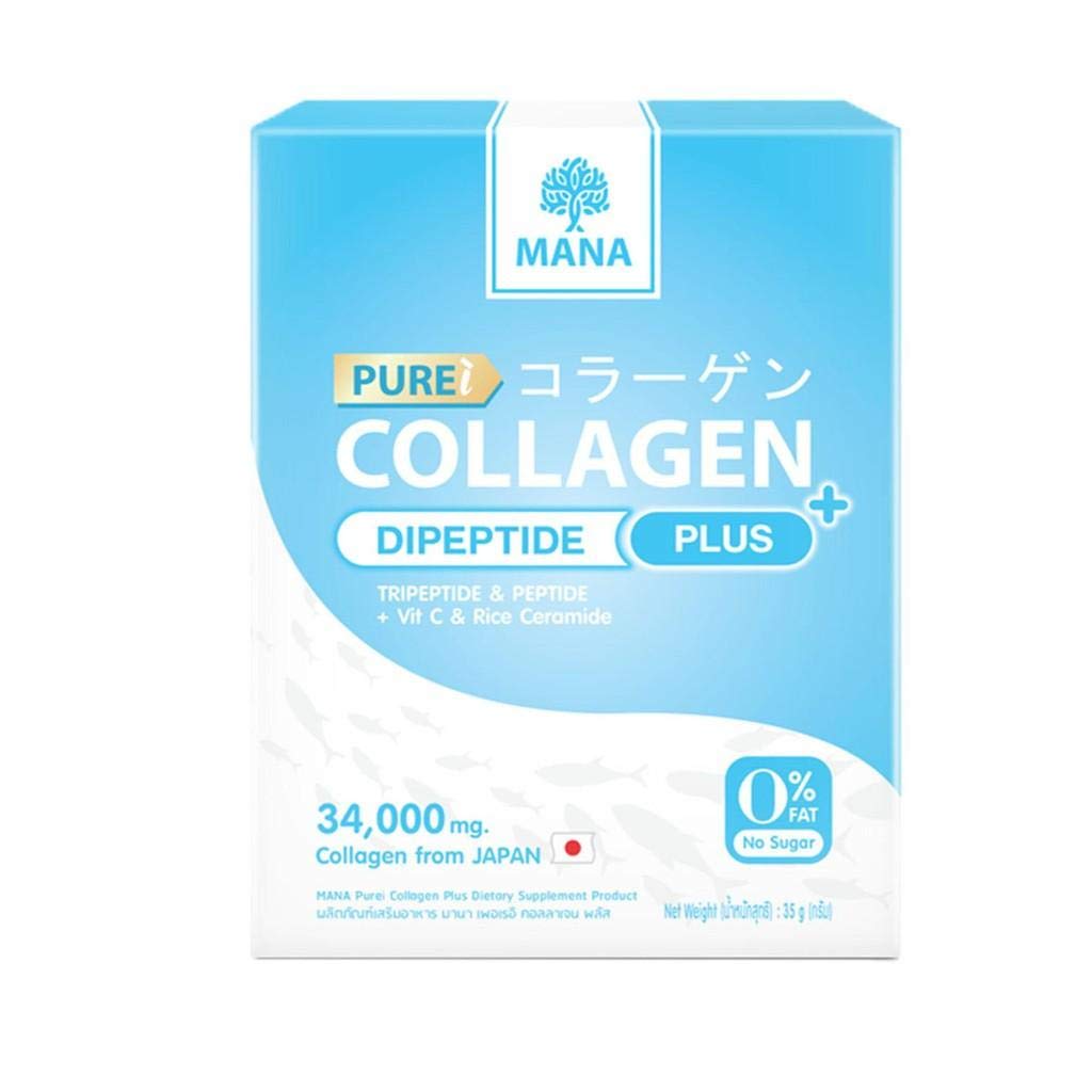 MANA Pure Collagen Plus 35g.Collagen powder, soluble in drinking water, helps reduce wrinkles on the face. That will help the skin to look bouncy, firm, white and clear, with aura