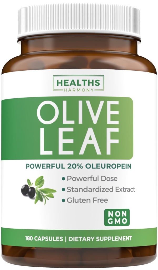 Super Strength Olive Leaf Extract Kapsler - Vegan Non- GMO 750mg Olive Extract med 20% Oleuropein Antioxidant Supplement til Immunitet Hud og hjerte Health Support - Made in the USA (6 Month Supply)
