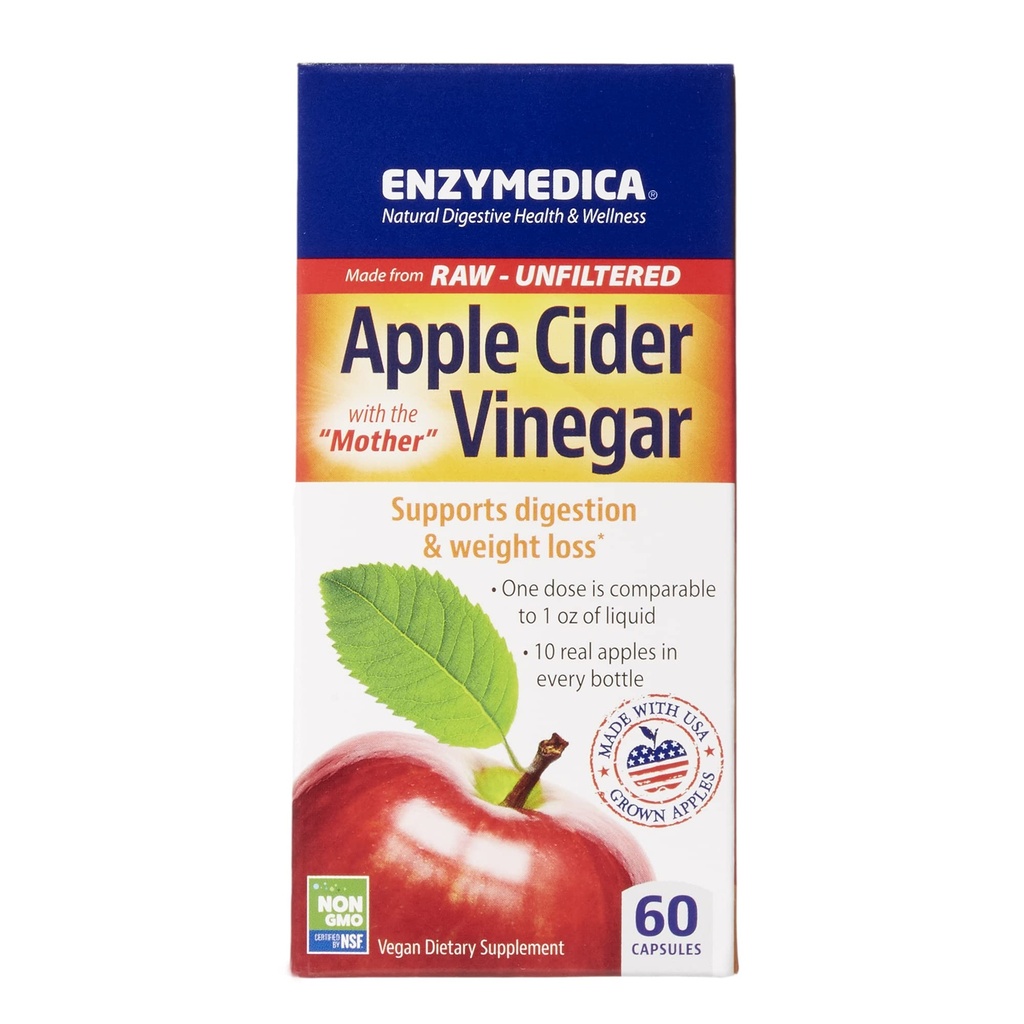 Enzymedica, Apple Cider Vinciture, Sund Vægt og fordøjelsesstøtte, 60 Greve