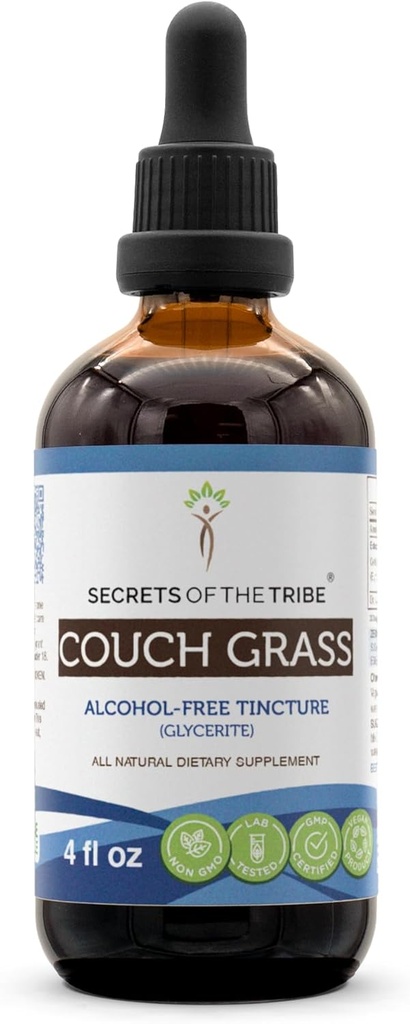 Secrets of the Tribe Couch Grass Tincture Alcohol- Free Extract, Couch Grass (Elymus Repens) Tørret rod (4 FL OZ)