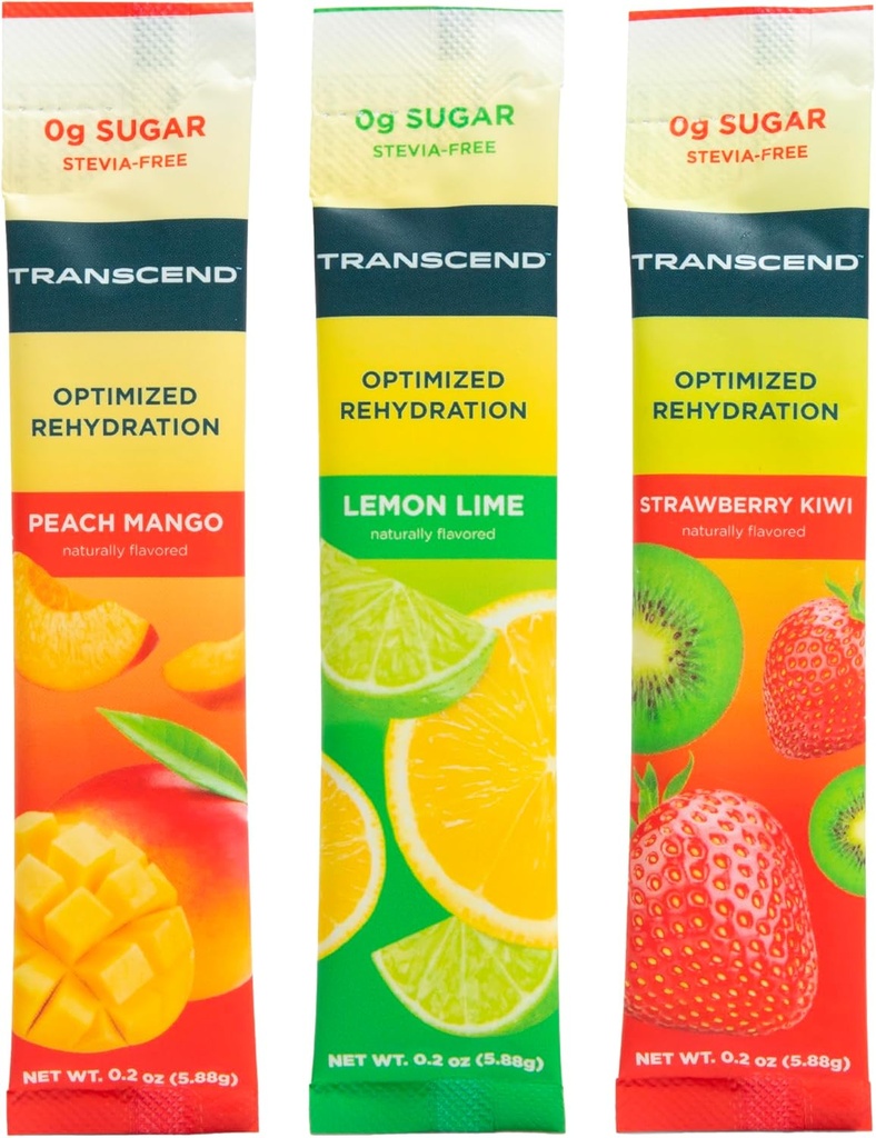 Transcend hydrering - Optimal rehydrering uden sukker eller Stevia Plus BCAA og Magnesium - Ingen blodsukkereffekter - 15 - Pack