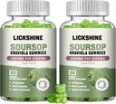 2 Pack Soursop Graviola Gummies - 3000mg Extra Strength Soursop blade supplement med C-vitamin, zink - fordøjelsesstøtte, immunforsvar & antioxidant - sukkerfri, ikke-GMO, Vegan, 120 tællinger