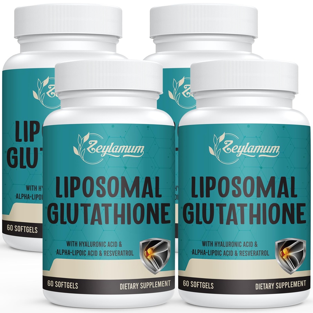 2400 MG Liposomal Glutathione Softels, Max Absorption, Active Form L- Glutathione Reduceret (GSH), med Hyaluronsyre, Resveratrol, Master Antioxidants for Detox, Brain, Immunsystem, 240 Softells