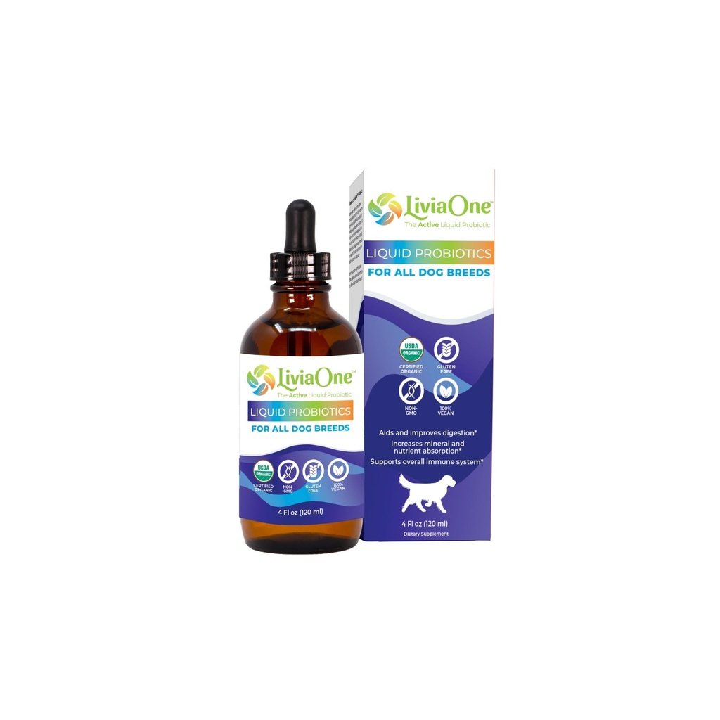 LiviaOne BioLifePet Liquid Probiotika til Hunde, Økologisk Hund Probiotiske Kosttilskud, Puppy og Hund Pet Probiotika, 4 Fl Oz (pakke med 1)