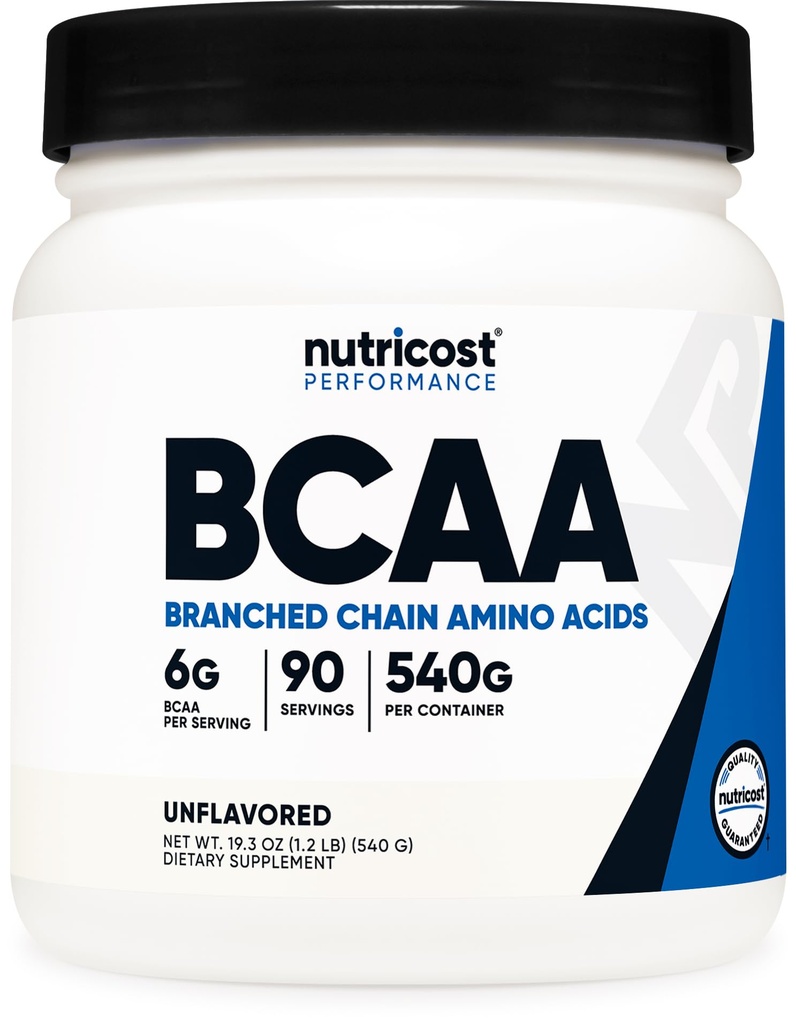 Nutricost BCAA Powder 2: 1: 1 (90 Servering, ingen flavor tilføjet) - Forgrenet kæde Aminosyrer