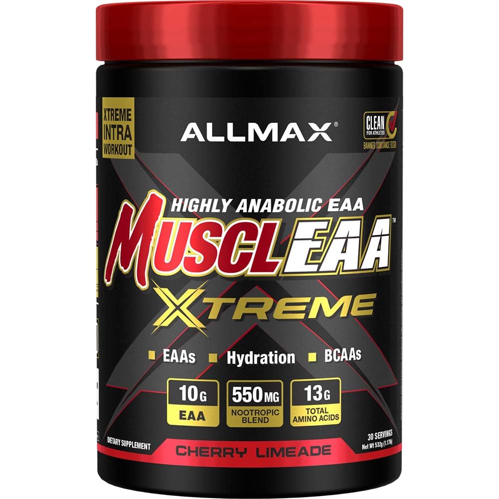 ALLMAX MUSCLEAA Xtreme, Cherry Limeade - 532 g Powder - Giver EAA, BCAA & Hydration - Op til 30 Servere