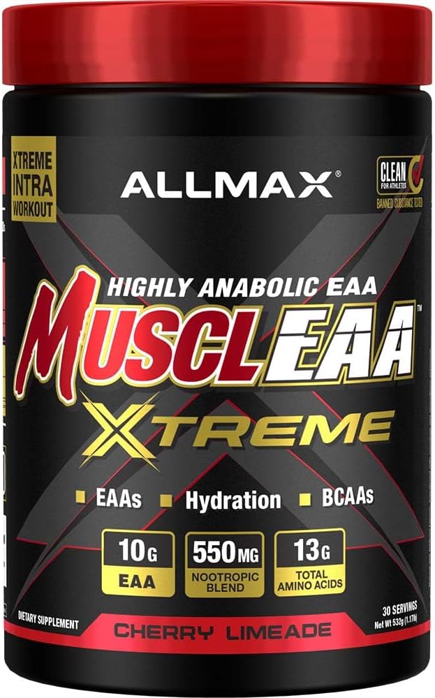 ALLMAX MUSCLEAA Xtreme, Cherry Limeade - 532 g pulver - Giver EAA, BCAA & Hydration - Op til 30 Servering