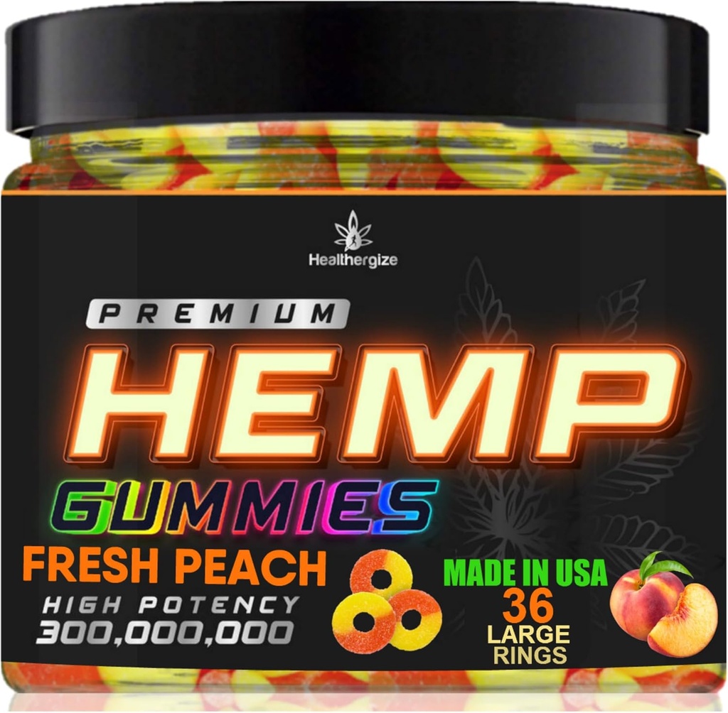 Hamp Gummies Peach Ring Gummy Bears- Natural Hamp Oil for Peace and Relaxation- Promote Sleep and Calmnes- Non Groggy Edigraph- Natural Omega- Made in USA