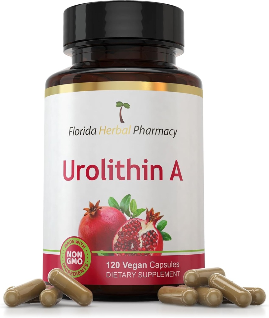 Florida Herbal Apotek, Urolithin A Extract Supplement kapsler (120 Kapsler) 500 mg per kapsel, 1000 mg Servering