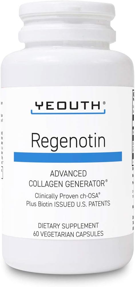 YEOUTH Regenotin Collagen Støtte til hud, negle, hår og joints, Vegetarisk Kosttilskud til mænd og kvinder, 60 kapsler