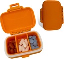Travel Pill Organizer - Holdbar, Vandtæt Pill Case Rejsestørrelse med 3 Compact Pill Travel Case for Vitaminer, Kosttilskud, Medicin - Travel Pill Container for Purse (Orange)