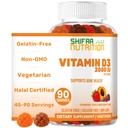 SHIFAA NUTRITION Vegetar Vitamin D3 Gummies for voksne & Kids Note 124; 45- 90 Servering, 2,000IE / 1,000IE
