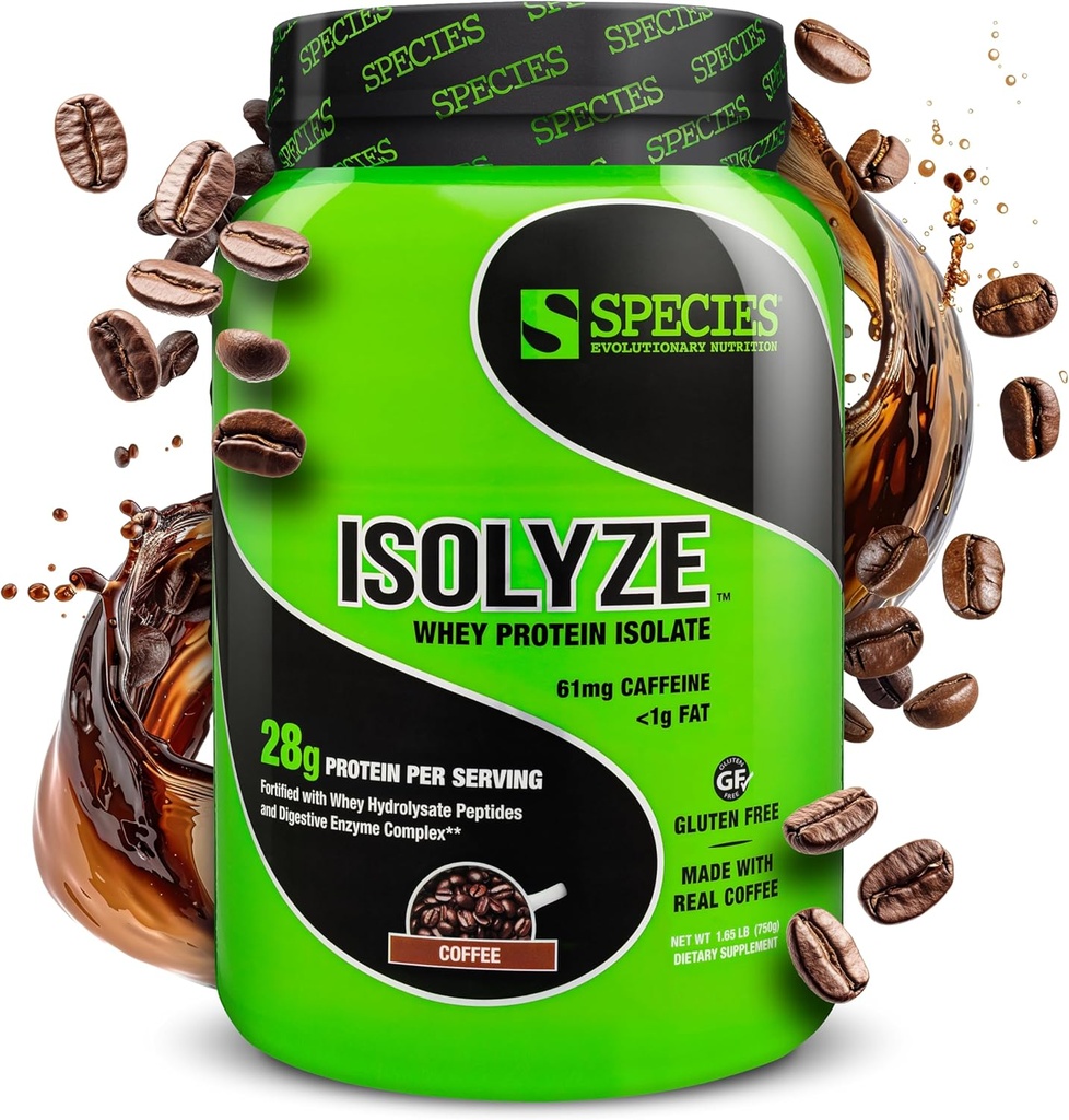 Art Nutrition Isolyze Whey Protein Powder, 100% Whey Isolate for Muscle Building, 27.5g Protein Per Scoop, No Sugar & Low Fat (Kaffe, 22 Servere)