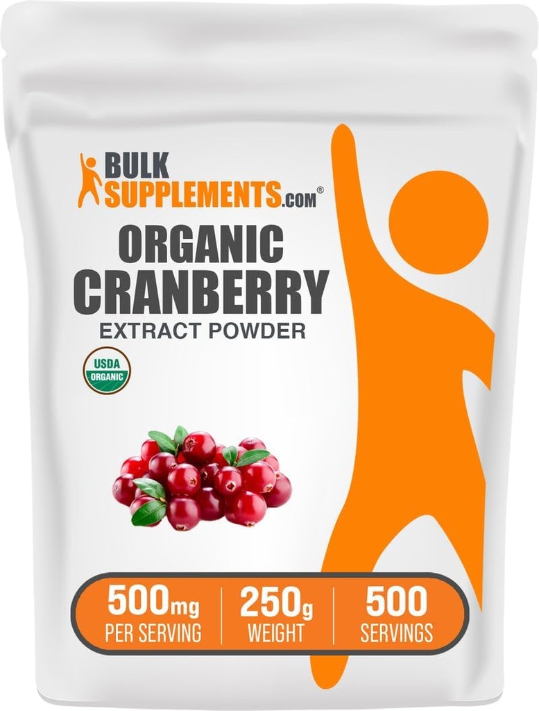 Bulkaddiments.com Organic Cranberry Extract Powder - Organic Cranberry Artior Powder, Sourced from Vaccinium Macrocarpon Fruit - Vegan & Gluten Free, 500mg per Serving, 250g (8,8 oz) (Pack of 1)