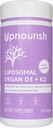OpNourish Certified Vegan Vitamin D3 5000 IE K2 MK4 MK7 500 mcg Supplement, 150 Softels, Plant Based Liposomal Vitamin D K med Organic Coconut Oil, Non GMO, Gluten og Gelatine Free