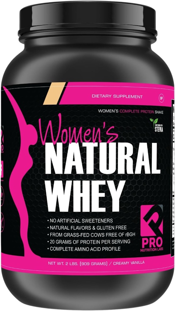Whey Protein Powder for Women Vanilla Powder - Low Carb Gluten- Free Grass-Fed- Gratis - Understøtter vægttab - Natural Stevia Sødet Protein Shake, 20g (Creamy Vanilla, 2lb)