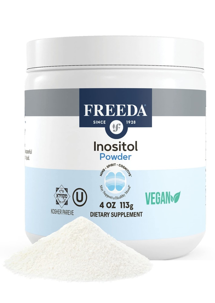 FREEDA Pure Myo- Inositol Powder - Vitamin B8 til Hormone, Mood & Cellular Health - Understøtter fertilitet, fokus, energi & nervesystem funktion - Kosher, Vegan, Non- GMO, Gluten- Free (4 oz)