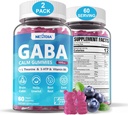 GABA Gummies 500 mg - Sugar- Free Call Gummies with L Theanine, 5-HTP, Vitaminer D3, B12, Ashwagandha, Melatonin-Free for Brain Calm, Mood, Zzz Better, GABA Supplement for Voksen, Blåbær Flavor, Vegan