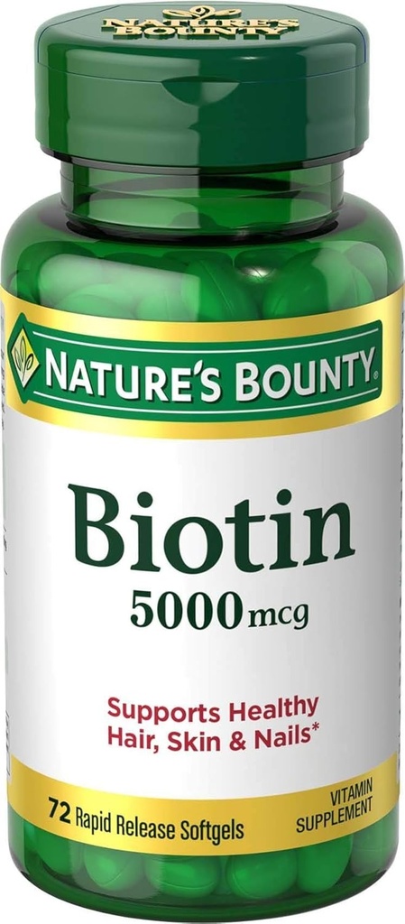 Nature 's Bounty Biotin 5000 mcg Liquid Softels 72 ea (pakke med 5)