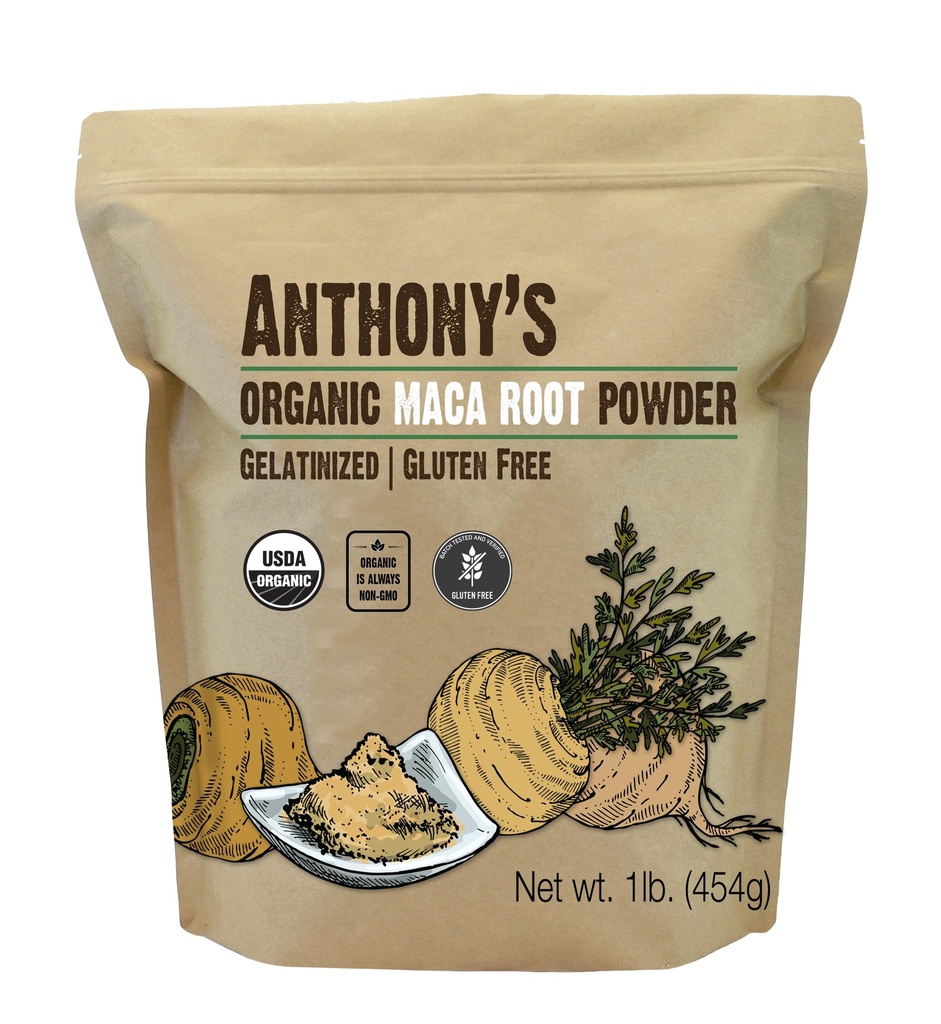 Anthony Organic Maca Root Powder, 1 LB, Gelatinized for Enhanced Bioavailability, Gluten Free, Non GMO