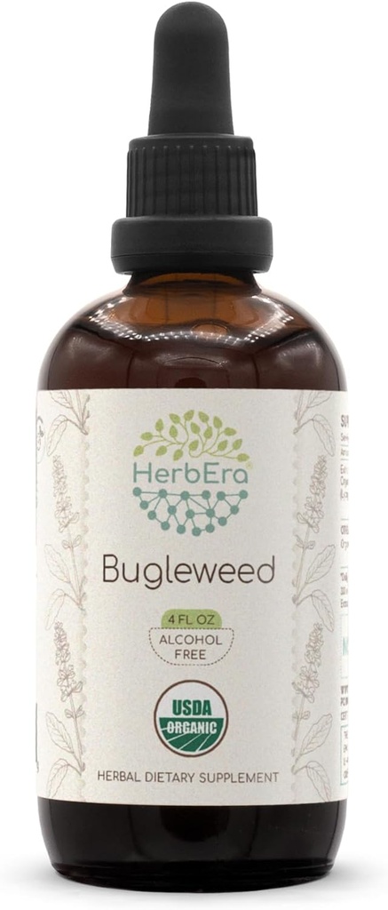 HerbEra Bugleweed B120 USDA Organic Tincture against 124; Alcohol- Free Extract, High- Potency Herbal Drops against 124; Certified Organic Bugleweed (Ze LAN, Lycopus Protecicus) Tørret urt (4 fl oz)