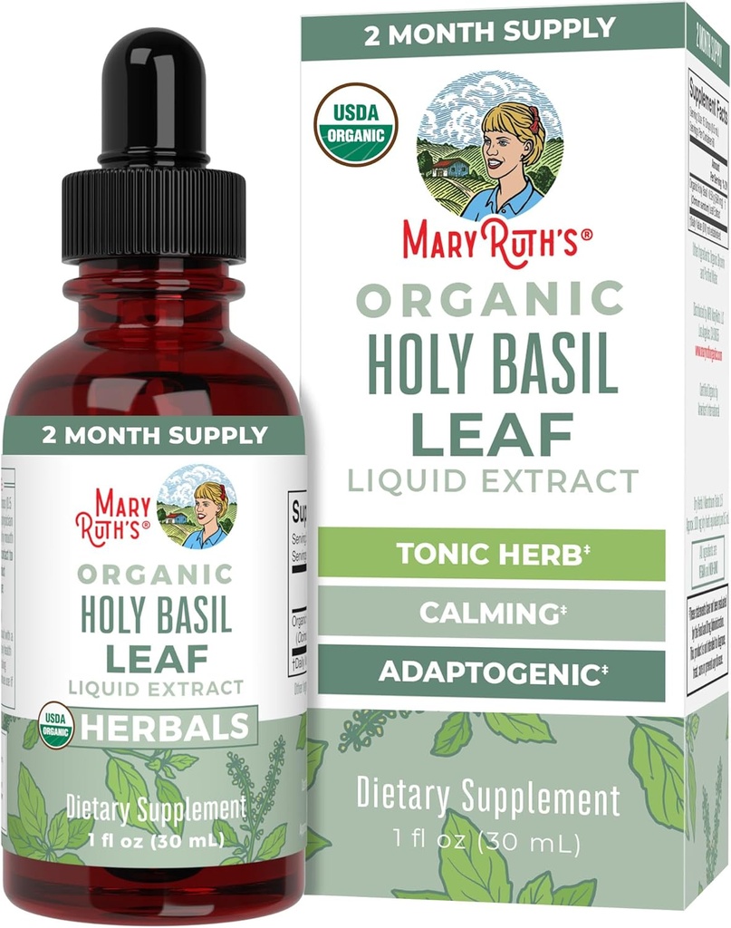 MaryRuth Organics Holy Basil Sugar Free against 124; Tulsi Holy Basil Herbal Liquid Drops against 124; Antioxidant Measures 124; Kognitiv Function Measures 124; Digative Support Measugar Free; Energy Levels Measures 124; Vegan Measures 124; Non- GMO Measures 124; 1 Fl Oz