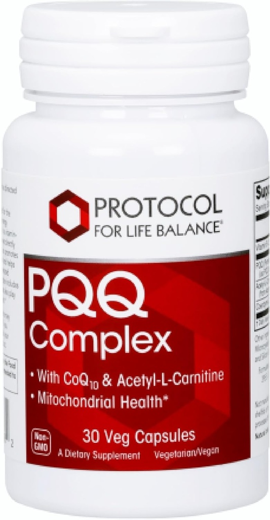 PROTOKOL OM LIV BALANCE PQQ Complex - Mitokondriel sundhed - med CoQ10 & L Carnitin - B Vitamin - Supplement for energi - 30 Veg Caps