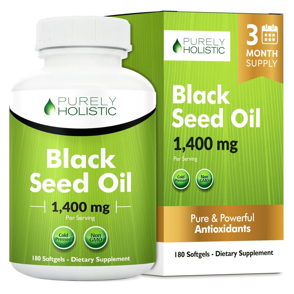 Black Seed Oil Capsules 1400mg, 180 Softgels, 3 måneders Supply - Cold Pressed Nigella Sativa, Rich in Omega 6, 9 & TQ, Black Cumin Seed Oil, immunforsvar, Joints og fordøjelse