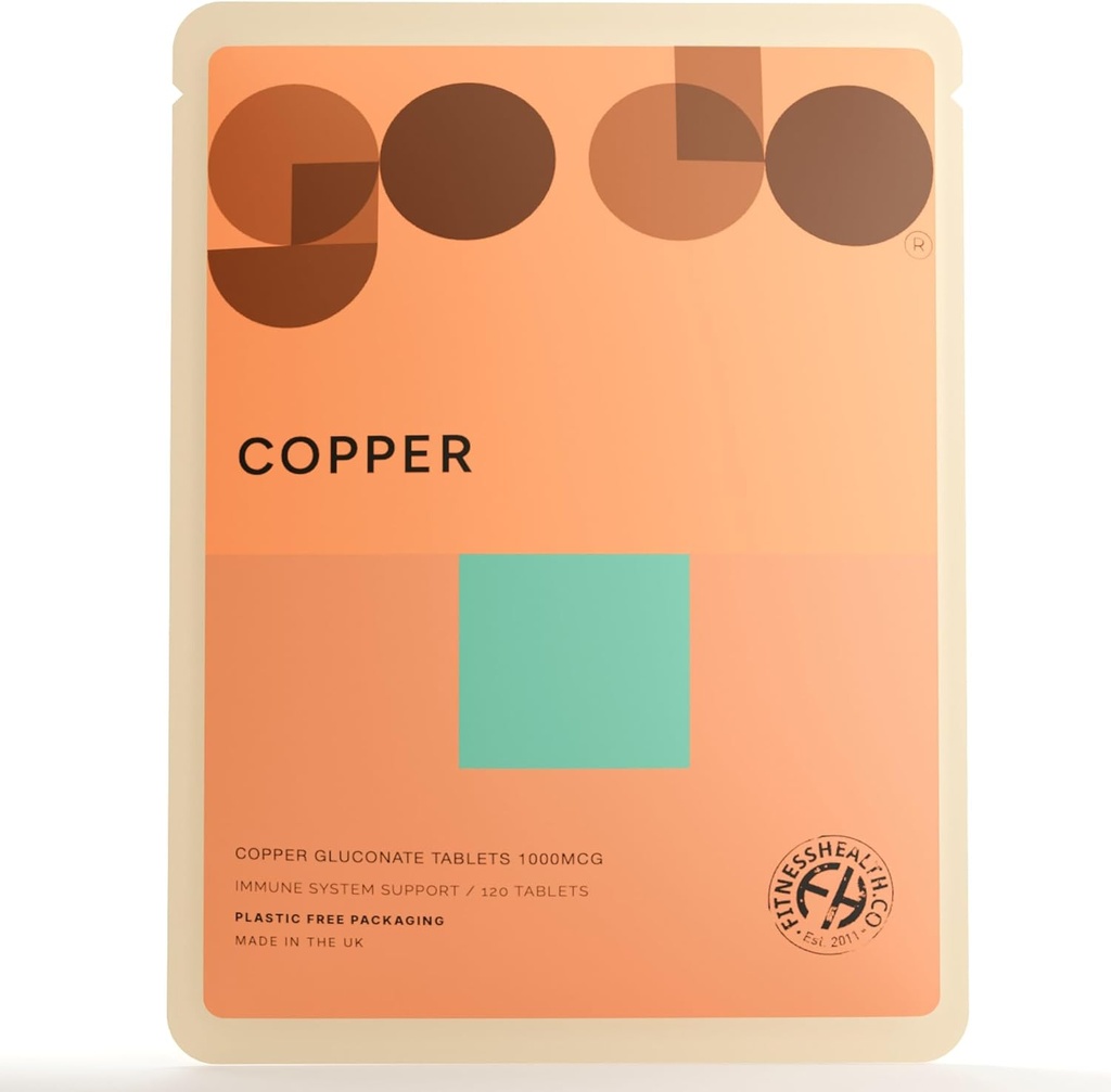 Fitness Health Copper 1MG 120 Tablets - Nutritional Supplement - Vegans & Vegetarer - Sund livsstil - Kobber Supplement - Kobber Gluconate Supplement -