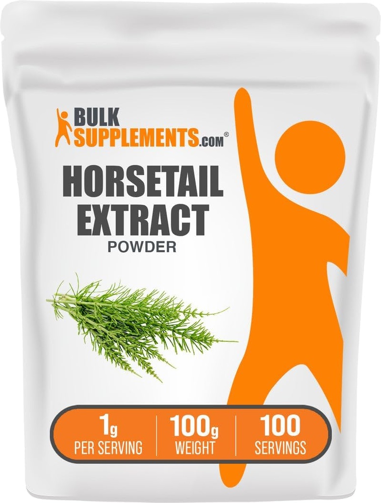 BulkSupplements.com Horsetail Extract Powder - Horsetail Herb - Silica Kosttilskud, Gluten Free, 1g per Serving, 100g (3,5 oz) (Pack of 1)
